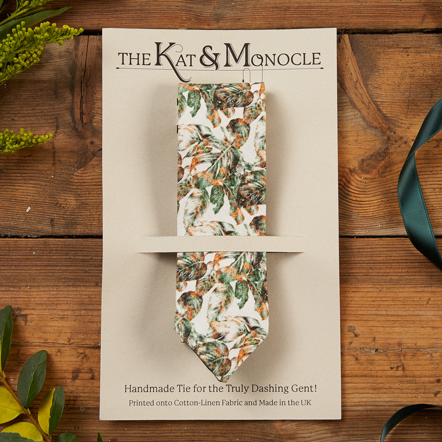 Urban Jungle Handmade Skinny Tie in Packaging by The Kat & Monocle