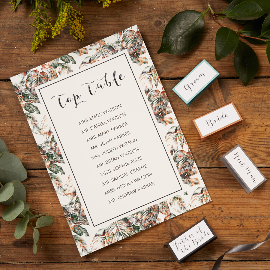 Urban Jungle Table Plan and Place Name Cards by The Kat & Monocle